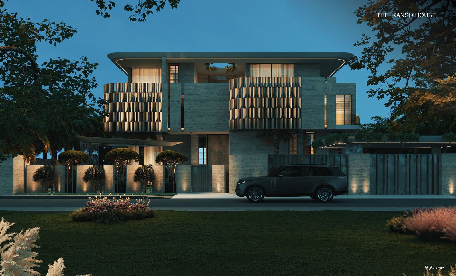 Kanso House evening elevation